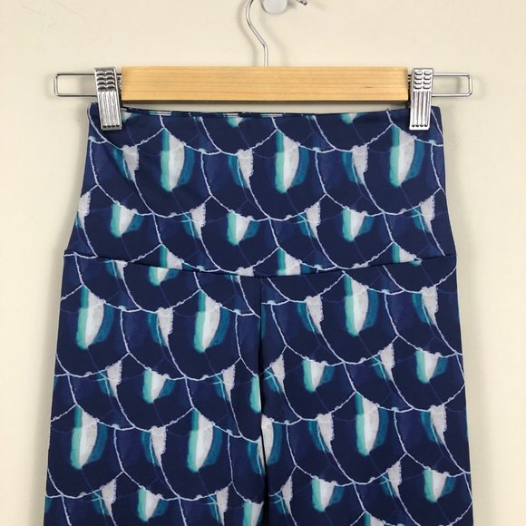 Onzie Flow Purple Blue Print High Waisted Leggings - Picture 2 of 5